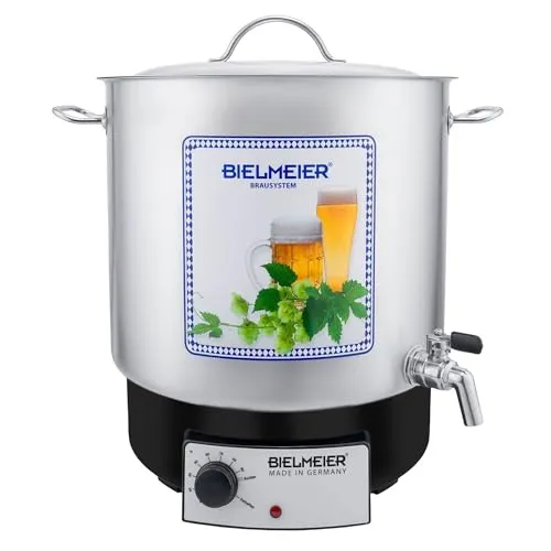 Bielmeier Maischekessel 2000 Watt 29 Liter Deckel Edelstahl Auslaufhahn 3/4