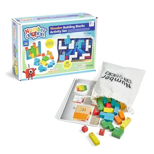 Learning Resources Numberblocks Kit – Lernspielzeug für Zahlen und Zählen - Lernspielzeug für 3-5 Jahre: Fördert mathematisches Denken und Problemlösungsfähigkeiten mit 28 Holzstücken und 20 Aktivitäten in praktischer Aufbewahrungstasche.