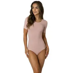 Alkato Kurzarmbody Kurzarm Bodysuit mit Rundhalsausschnitt rosa XL (Long 170-176 cm)