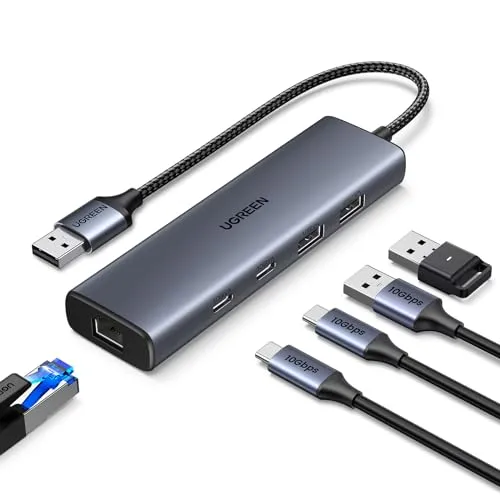 UGREEN USB 3.2 Hub LAN Adapter mit 2x USB-C und 2x USB-A Ports