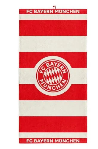 FC Bayern München Strandtuch 80x160 cm - Sportfan Badehandtücher, offizielles Fanartikel mit gewebtem Logo, ideal für den Strand oder das Schwimmbad.