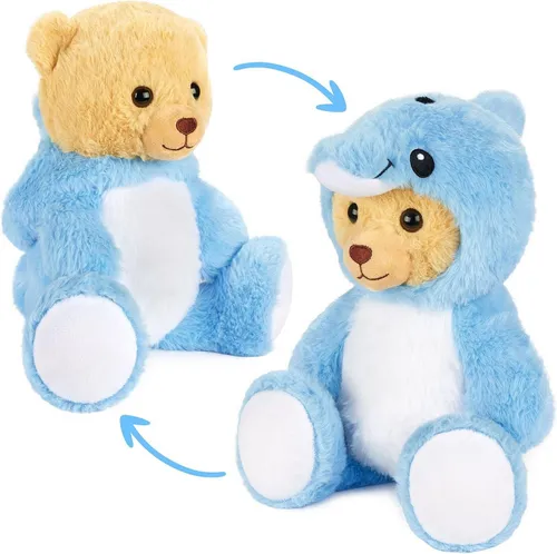 BRUBIES Kuscheltier Teddy Delfin - 25 cm Teddybär im Delfinkostüm mit Kapuze (Blau, 1-St), Plüschtier für kuschelige Abenteuer - Kuscheltier Geschenk für Kinder