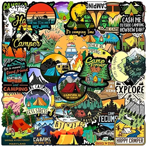50pcs Outdoor Aufkleber Pack Abenteuer Wandern Canmping Wildnis Aufkleber für Autos, Laptop, Fahrrad, wasserdicht Reise coole Stickers, Natur Wald Abziehbilder für Erwachsene Jugendliche Camper