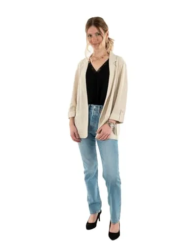 ONLY Longblazer ONLSIESTA 3/4 OPEN LIN BL BLAZE TLR NOOS grau S (36) - Eleganter Longblazer in Moonbeam, aus pflegeleichter Viskose-Leinen-Mischung. Mit 3/4-Ärmeln und Reverskragen für einen modischen Look. Ideal für lässige und schicke Anlässe.