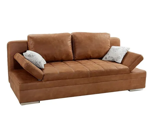 luma-home Schlafsofa 15117 - 200 cm breit, verstellbare Armlehnen & Bettkasten - Sofa mit Bettfunktion und hochwertiger Mikrofaser in Antikleder-Optik. Ideal als Gästebett mit komfortabler Polsterung und praktischem Stauraum.