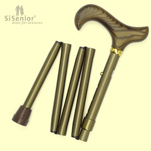 Mini-Faltstock broncefarben, klappbarer Gehstock, Leichtmetall, Gastrock-Sauer