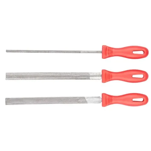 TOP TOOLS Hochwertiges Feilen Set - Feilen Set, 3 tlg. Hand Feilenset inkl. Flachfeile Halbrundfeile Rundfeile Metallfeilen Holzfeilen Set für Heimwerken, Handwerk (Feilenset Metall)