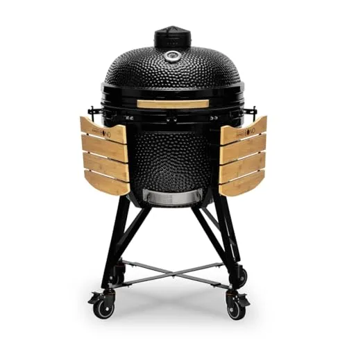 Kamado Bono Grande Limited BBQ Grill Ø 64cm und 6 zusätzliches Grillzubehör – Schwarzer Kamado-Grill – Keramikgrills für den Außenbereich – Perfekt für BBQ und Grillen