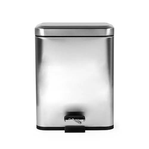 Beldray Doppelfach - 5 Liter Dual Separation Abfall, Rechteckiger Müll, Herausnehmbare Inneneimer, Geeignet für Schlafzimmer & Badezimmer, Fußpedalfunktion, Edelstahl