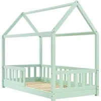 Juskys Kinderbett Marli_STR_OS (mint, 160 x 80 cm) - Babybetten & Kinderbetten – modernes Hausbett mit großer Liegefläche und Rausfallschutz, ideal für Kinder von 3 bis 10 Jahren, bietet Sicherheit und kreative Gestaltungsmöglichkeiten.