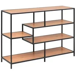 Xora Regal aus Holzwerkstoff in Schwarz und Eiche - Modernes Bücherregal mit 5 Ablageflächen, filigranem Design und vielseitigem Look, ideal für Wohnzimmer und Loft-Wohnungen.