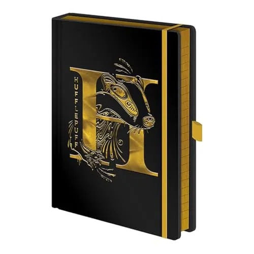 HARRY POTTER Notizbuch (Hufflepuff Design) A5 Notizbuch und Journal mit Glanzprägung - Offizielles Merchandise, Nero / Argento / Giallo