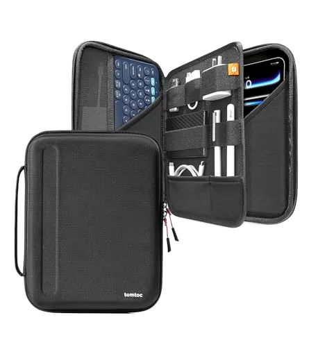 tomtoc Portfolio Tablet Tasche für 11 Zoll iPad Pro & iPad Air - Notebook-Koffer & -Taschen mit robuster EVA Hartschale für optimalen Schutz und Platz für Zubehör wie Power Adapter, Kabel und Stifte. Ideal für unterwegs und kompatibel mit verschiedenen 9-11 Zoll Tablets.