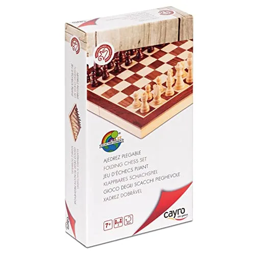 Cayro Schachspiel – Klassisches Brettspiel für 2 Spieler – Holzfiguren & Klappbrett 30 x 30 cm