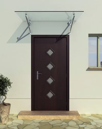 BuyLando.Shop Glasvordach 120x90cm - Klarglas VSG - Vordach aus robustem Verbundsicherheitsglas (VSG) mit rostfreien V2A-Edelstahlhaltern. Ideal für jede Wandart, bis 100kg/m² belastbar und pflegeleicht. Unkomplizierte Montage mit bebilderter Anleitung.