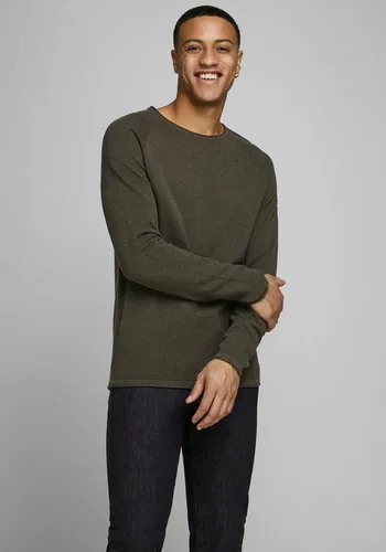 JACK & JONES Herren Strickpullover JJEHILL in Olive - Pullover für Herren, hochwertiger Baumwoll-Strickpullover mit leichtem Stretch für optimalen Tragekomfort, ideal für jeden Anlass von Homewear bis Business.