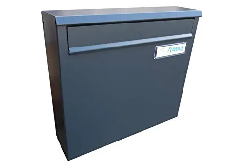 Zaun Durchwurfbriefkasten A-02 in RAL 7016 - Hochwertiger Briefkasten aus verzinktem Stahlblech, DIN EN 13724 konform für unbeschädigte DIN A4 Post. Ideal für Zaunmontage, mit rückseitiger Entnahme und 3 Schlüsseln.