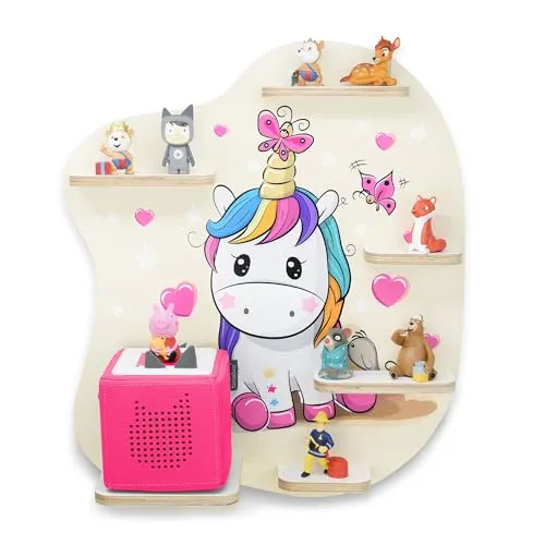 stadtecken Kinder Regal für Musikbox I Einhornliebe I Geeignet für die Toniebox und ca. 20 Tonies I Hörspiel I Geschenkidee I Spielen I Sammeln I zum Aufhängen