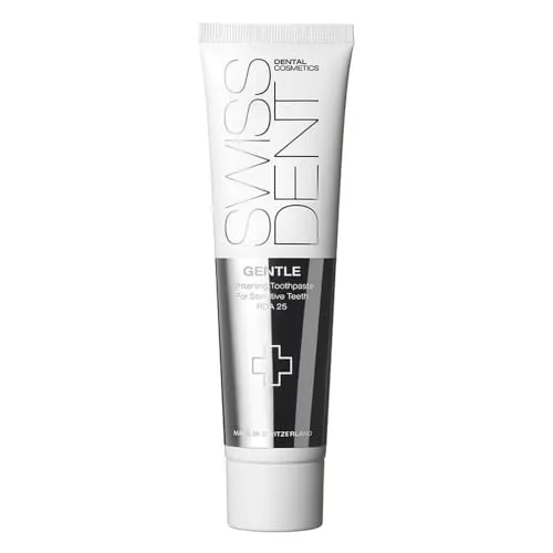 Swissdent Gentle Bleichende Creme für Empfindliche Zähne 100 ml - Zahnpflege, sanftes Aufhellen und Zahnschmelz-Aufbau für ein strahlendes Lächeln, bekämpft Zahnbelag und Karies.