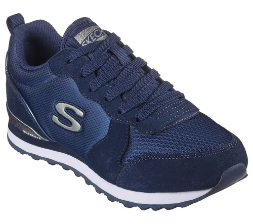 SKECHERS OG 85 - GOLDN GURL Damen Sneaker - Sportliche Sneaker in navy aus Veloursleder und Textil, mit gepolstertem Air-Cooled Memory Foam für optimalen Komfort. Ideal für den Alltag und als Bestseller beliebt.