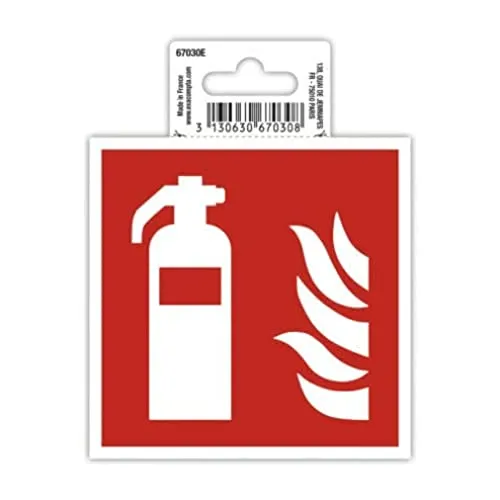 Exacompta 67030E Feuerlöscher Klebeschild 10x10cm Rot-Weiß aus UV-beständigem PVC Hinweisschild Schilder Warnhinweis Sticker Aufkleber Türschild