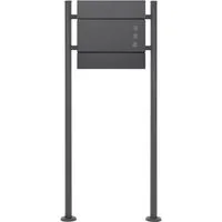 ECD Germany Standbriefkasten Anthrazit mit Zeitungsfach und Ständer 120 cm