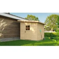 Weka Holz-Gartenhaus Pultdach Unbehandelt 241 cm x 246 cm - Holz-Gartenhaus mit modernem Design, ideal für die Aufbewahrung von Gartenutensilien. Robuste Konstruktion aus unbehandeltem Holz mit einfacher Montage dank Steck- & Schraubsystem.