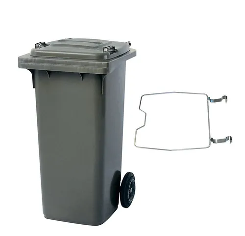 BRB Mülltonne MGB 120 Liter mit Klemmring - Hochwertige Mülleimer für Lager und Industrie, witterungsbeständig und mit klappbarem Sackhalter für einfache Handhabung.