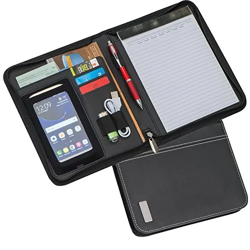 Schreibmappe mit Reißverschluss aus hochwertigem Lederfaserstoff - DIN A5 - Schreibmappe im DIN A5 Format, aus hochwertigem Lederfaserstoff, ideal für stilvolle Notizen und Dokumente unterwegs.