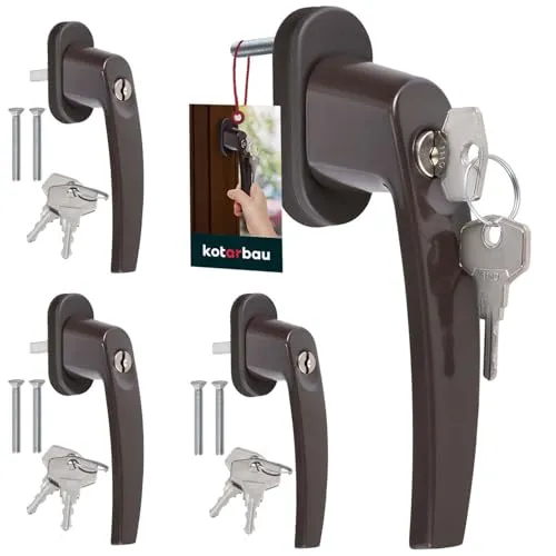 KOTARBAU® 4er Set abschließbare Fenstergriffe Braun
