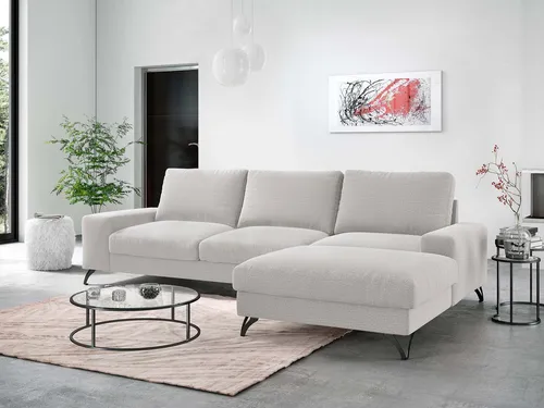 MIRJAN24 Ecksofa Flavio, mit Bettkasten und Schlaffunktion, 300x179x91 cm, Metallfüße