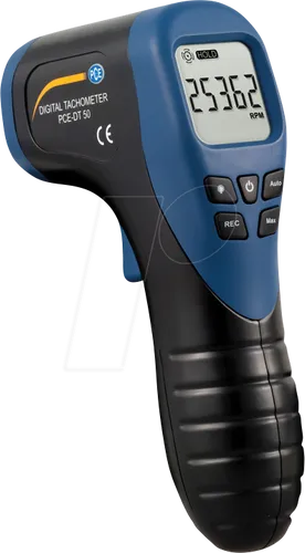 PCE DT 50 - Drehzahlmessgerät für präzise Messungen - Messgeräte: Handtachometer PCE-DT 50 mit berührungsloser Messung bis 99.999 U/min, beleuchtetem LCD und MAX/MIN/AVG Modus für schnelle und genaue Drehzahlkontrollen.