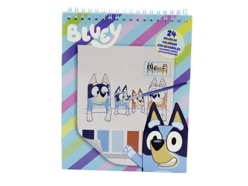 Bluey Malbuch Set Aquarell 24 Vorlagen 6 Wasserfarben und Pinsel Ausmalbuch Kinder