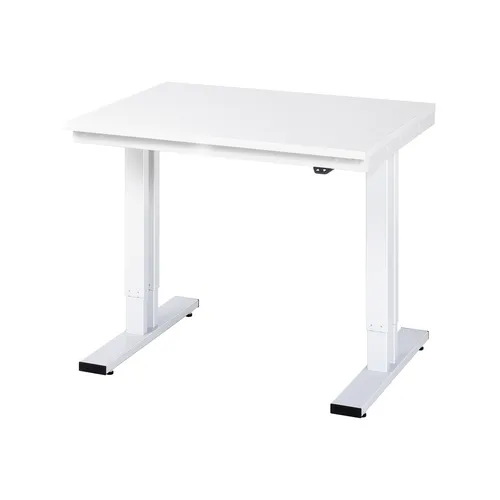 RAU Werktisch adlatus 300 elektrisch höhenverstellbar - Hochwertiger Werktisch mit 1000 x 800 mm Melaminharzplatte, spritzwasserfest und schmutzresistent. Ideal für ergonomisches Arbeiten, stufenlose Höhenverstellung und 5 Jahre Qualitätsgarantie, Made in Germany.
