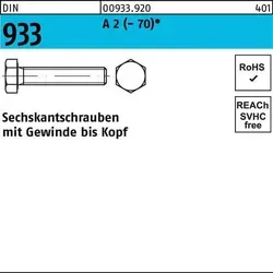 Sechskantschraube DIN 933 Edelstahl A2 M8 x 190mm - Eisenwaren, hochwertige DIN 933 Sechskantschraube aus Edelstahl A2-70 mit einer Gewindelänge von 186,25mm und ideal für langlebige Anwendungen.