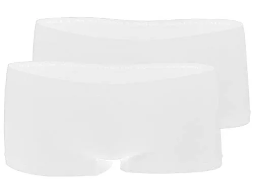 Yenita 2er Pack Damen Seamless Microfaser Pantys, Hipster, Shorts, Hot Pants, Slips (L/XL, Weiss)
