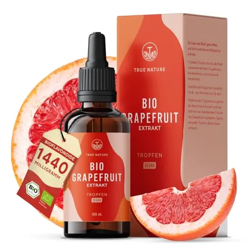 Grapefruitextrakt Bio Tropfen - 1440 mg Bio Flavonoide - Fruchtextrakt aus Traubenkernen, hochdosiert mit 1440 mg Bioflavonoiden pro 100 ml, vegan und ohne unerwünschte Zusätze – ideal zur täglichen Unterstützung deines Körpers.