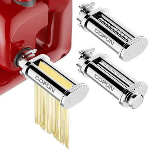 COFUN 3 Stück Edelstahl Nudelvorsatz für BOSCH MUM 5 Serie 4 Zubehörteile | Nudelmaschine für Bosch MUM 5 Zubehör, Edelstahl-Spaghetti-Schneider & Fettuccine-Schneider für BOSCH MUM58720
