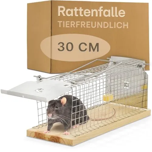 Praknu Rattenfalle Lebendfalle 30 cm Groß aus FSC® Holz