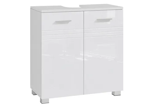 VASAGLE Waschbeckenunterschrank mit Hochglanz Oberfläche - Unterschrank fürs Bad, mit sanft schließenden Scharnieren und verstellbarer Ablage für ordentliches Verstauen von Hygieneartikeln.