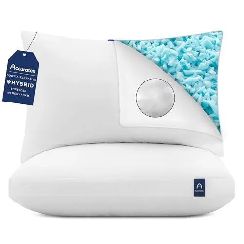 ACCURATEX Verstellbares Kissen mit zerkleinertem Memory Foam 2er Set, 50x75
