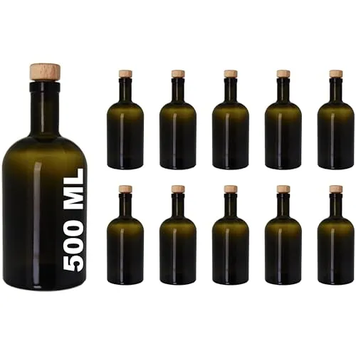 casavetro 3,4,6 oder 10 x 500 ml Leere Glasflaschen Apotheker-Braun HGK Weinflasche Schnapsflasche Essig Öl Glasflaschen 0,5 Liter l (10 x 500 ml)