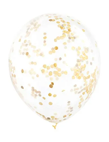 Konfetti-Luftballons - 30 cm - Gold - 6er-Pack, Farblos