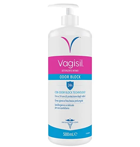 Vagisil Detergente Intimo Rinfrescante Donna Odor Block, Igiene Intima Quotidiana, Sapone Intimo Donna, Freschezza Quotidiana, Con Aloe Vera, 24h Di Protezione Dagli Odori, 500 ml