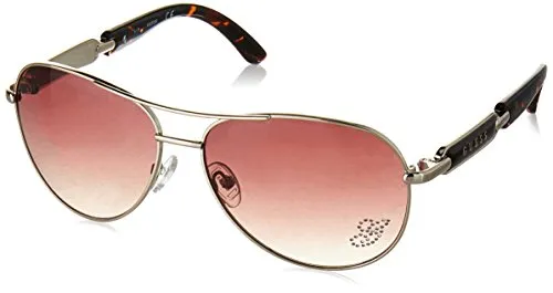 GUESS Piloten-Sonnenbrille für Damen, Gld-34, 60 mm - Sonnenbrille für Damen mit Metallrahmen, inklusive Etui und 100% UV-Schutz für optimalen Schutz an sonnigen Tagen.