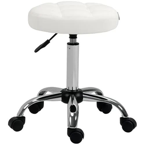 Vinsetto Rollhocker - Höhenverstellbarer Drehhocker für Büro und Salon - Bürohocker mit 360° Drehfunktion, höhenverstellbar von 51-67 cm für optimalen Komfort und Ergonomie. Ideal für Friseursalons oder als platzsparende Sitzgelegenheit.