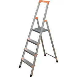 KRAUSE Stehleiter Solidy, 4 Stufen, 126221 - Leitern mit 80 mm tiefen, rutschsicheren Stufen für sicheres Arbeiten. TÜV-geprüft, max. Belastung 150 kg und Arbeitshöhe bis 285 cm.