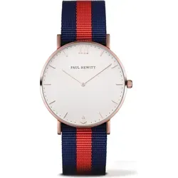 PAUL HEWITT Sailor Line Armbanduhr Rose Gold Navy blau-rot PH-SA-R-St-W-NR-20S - Rot/Weiß/Dunkelblau