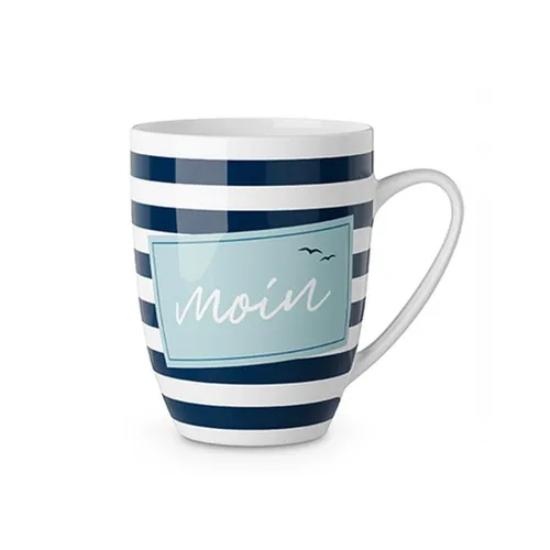 maritimer Becher, Tasse Glück Ahoi Moin mit Streifen für 250ml Geschenk für Dich