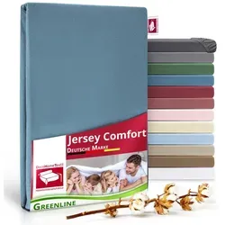 DecoHomeTextil Heimtextilmanufaktur Spannbettlaken Greenline Spannbettlaken Premium Jersey aus 100% Baumwolle blau 180-200x200x30 cm